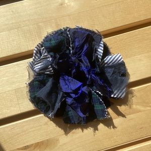 Krista Larson Navy And Green Plaid Flower Dress Pin